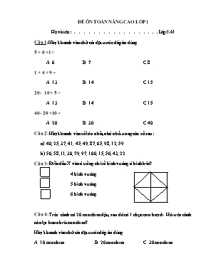 Đề ôn Toán nâng cao Lớp 1